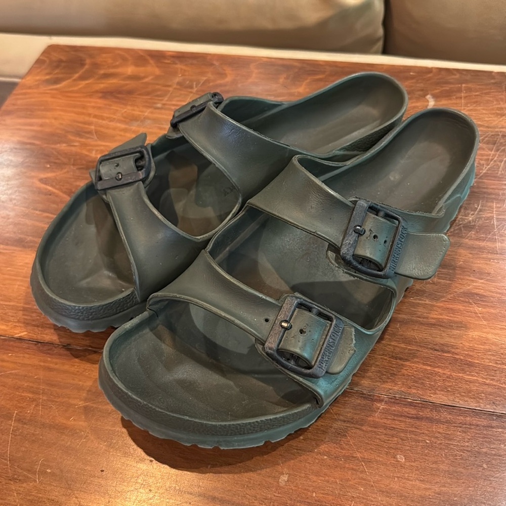 Birkenstock EVA Arizona Sandal Army Green 44 Neutral Well Loved See Photos